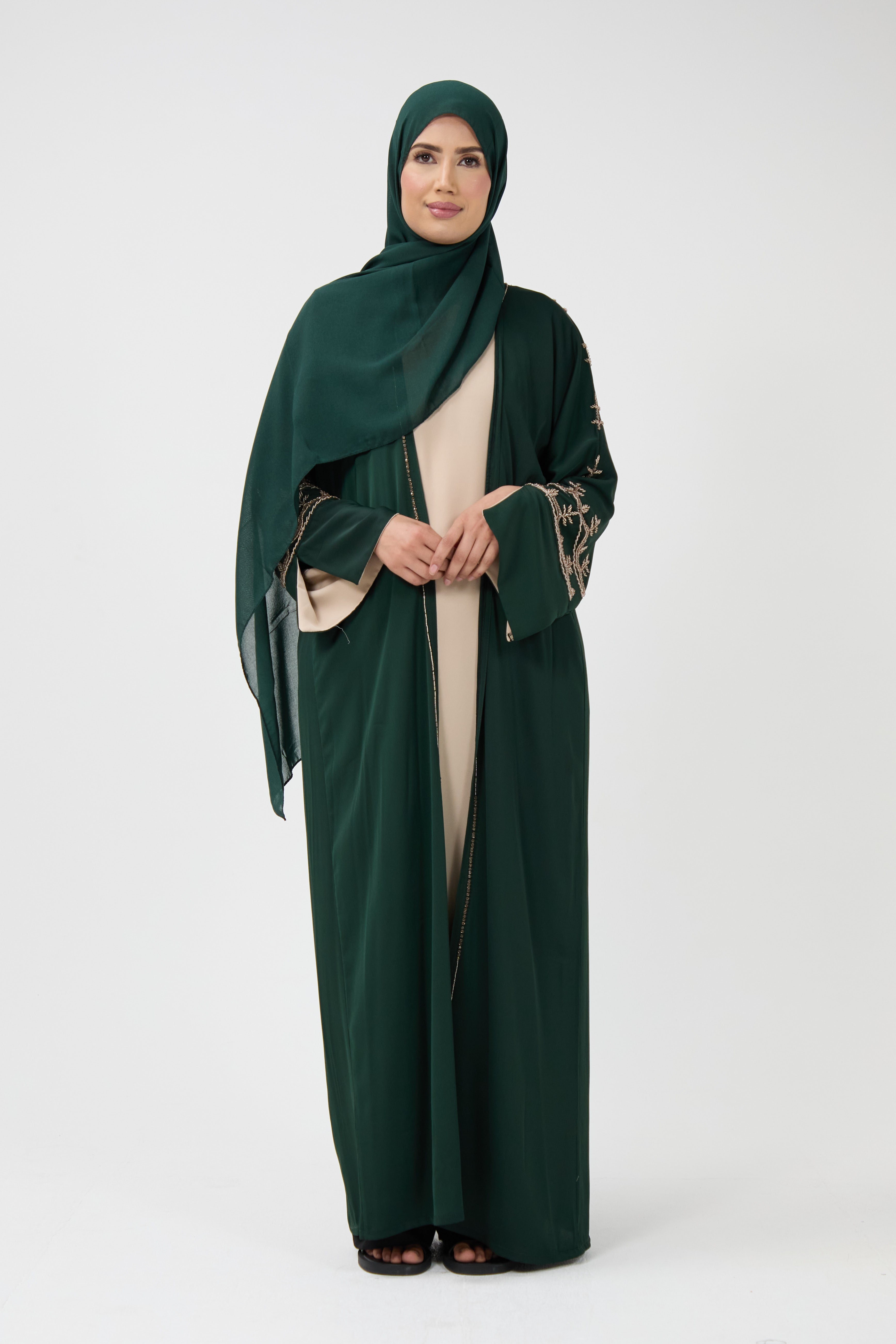 Draped Collar Luxury Abaya