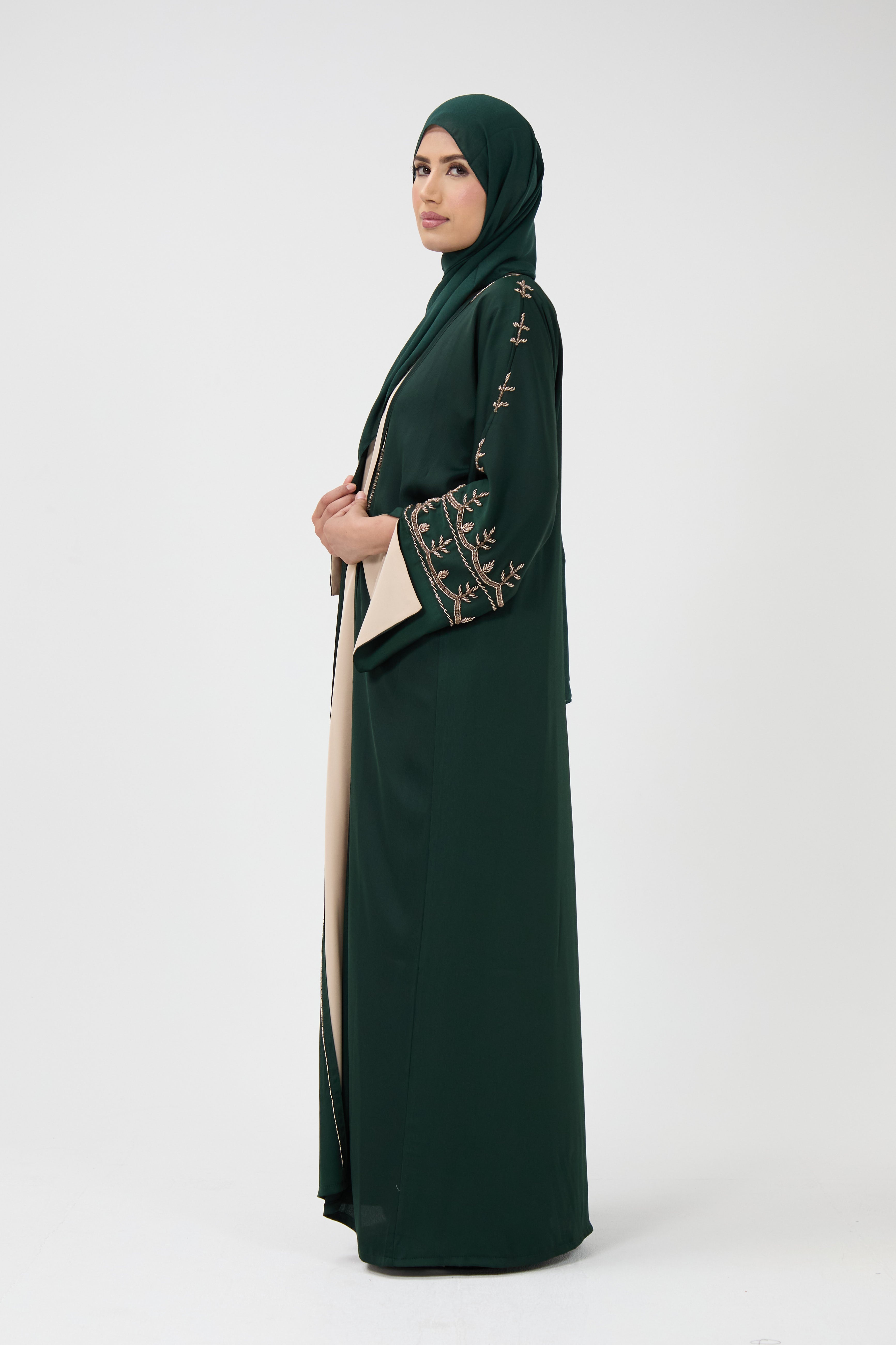 Draped Collar Luxury Abaya
