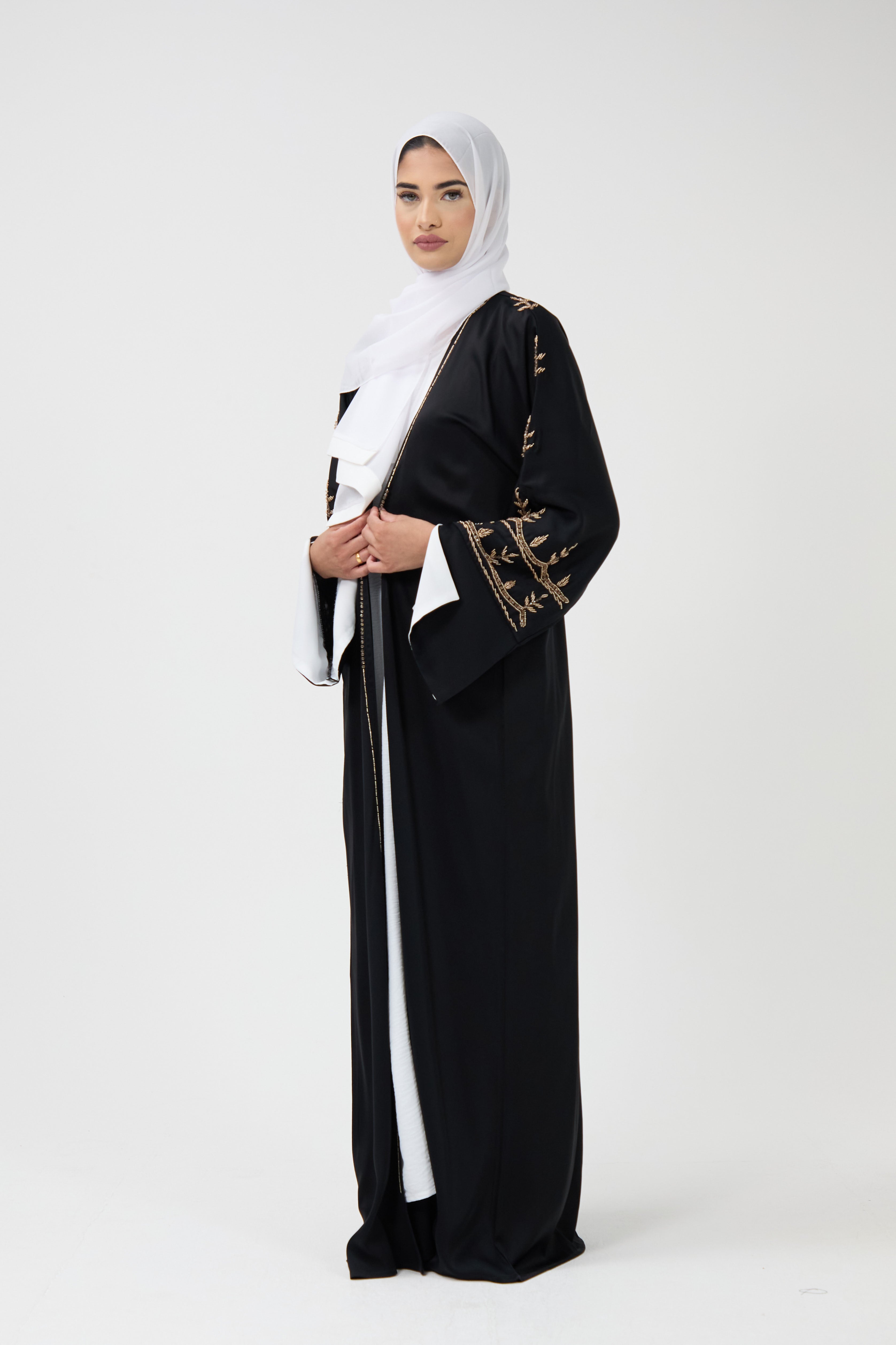 Draped Collar Luxury Abaya