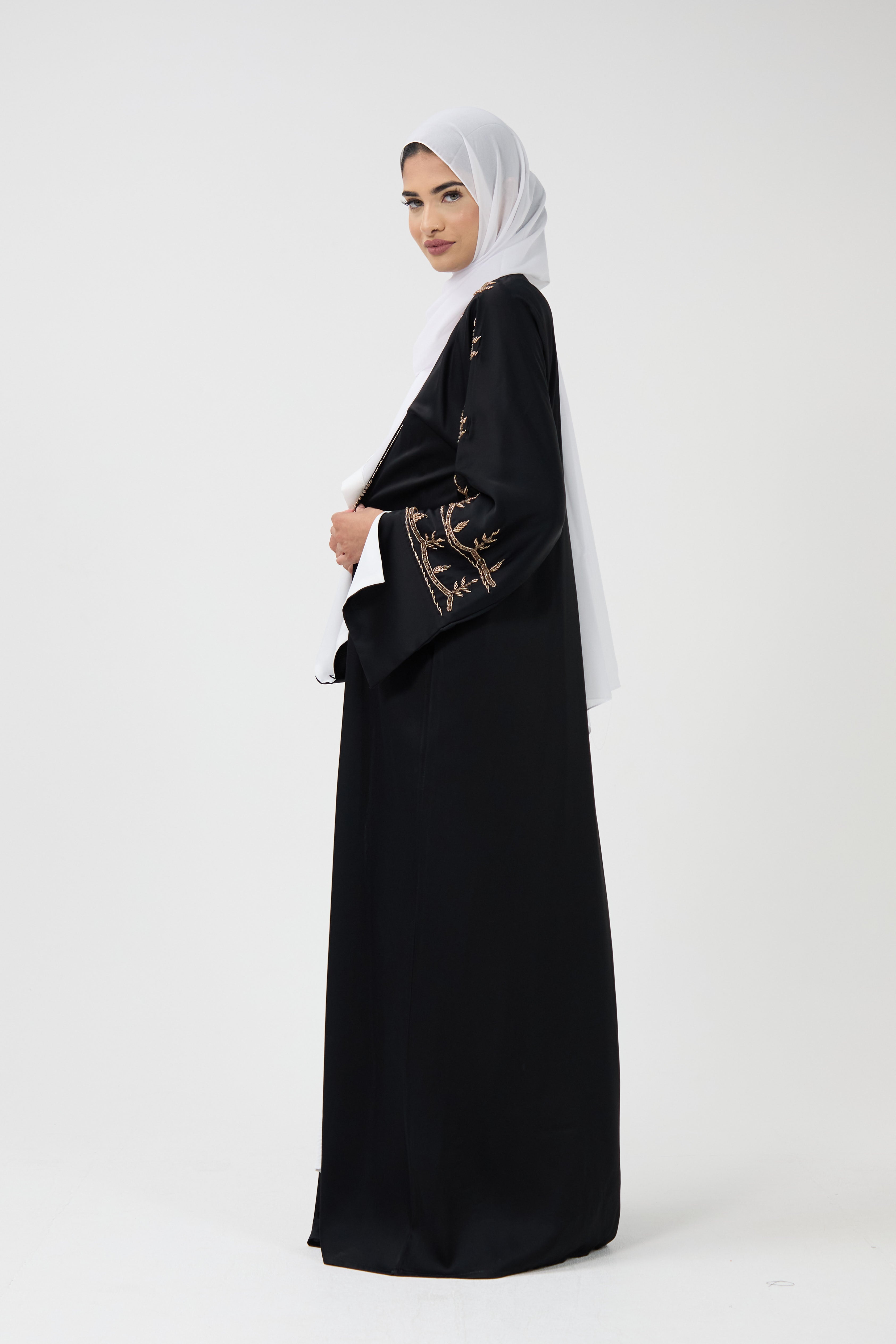 Draped Collar Luxury Abaya