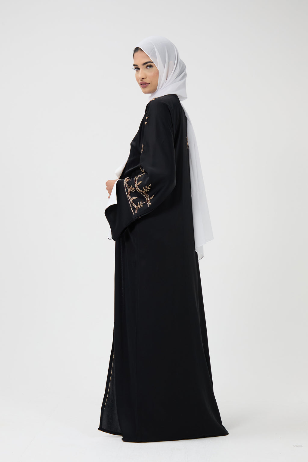 Draped Collar Luxury Abaya