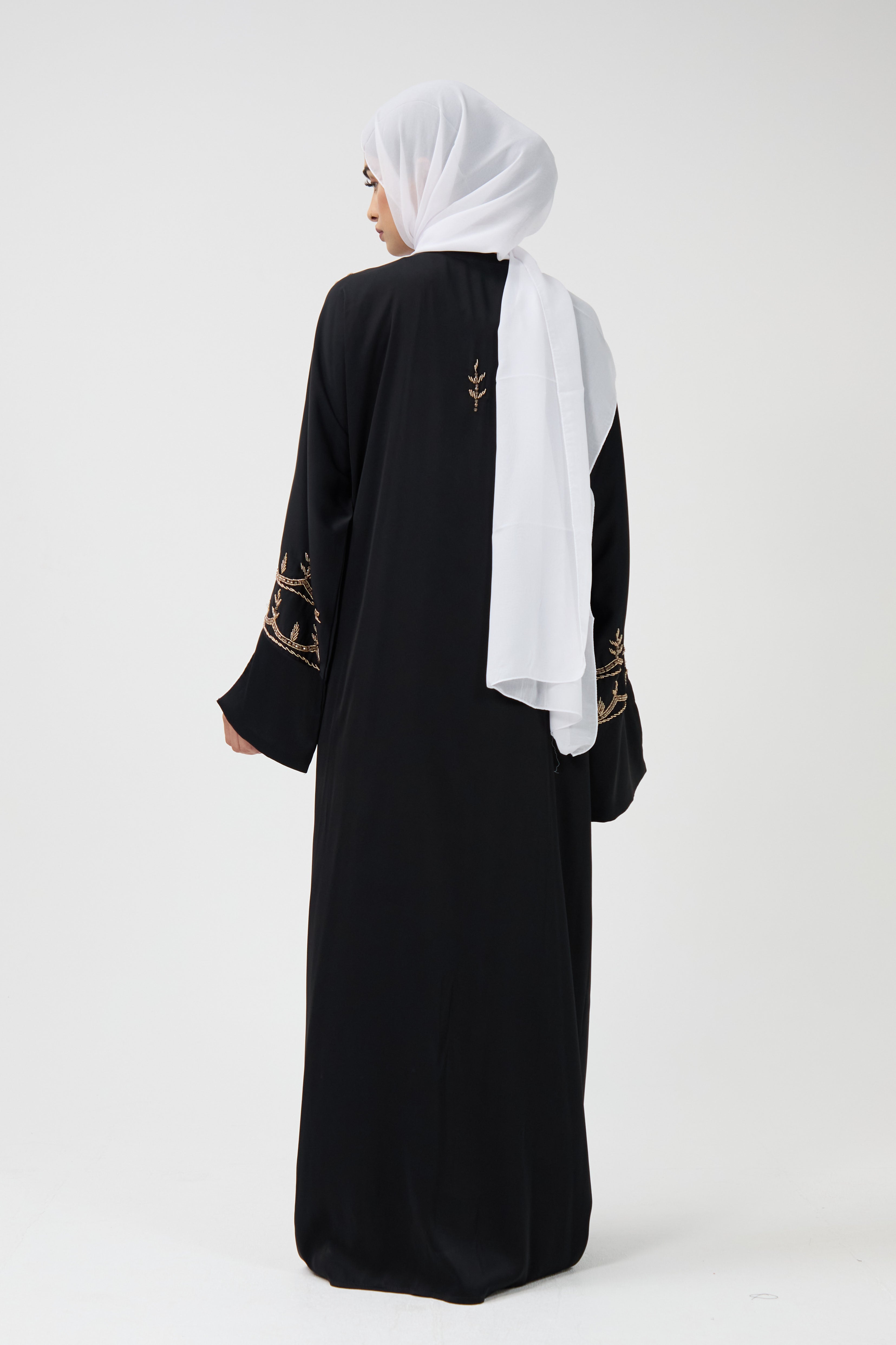 Draped Collar Luxury Abaya