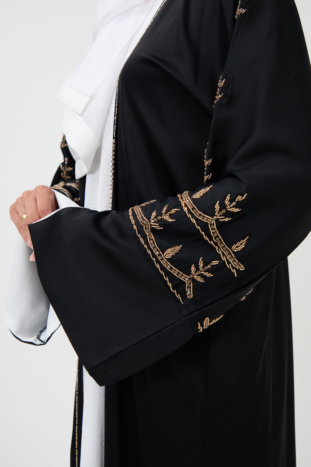 Draped Collar Luxury Abaya